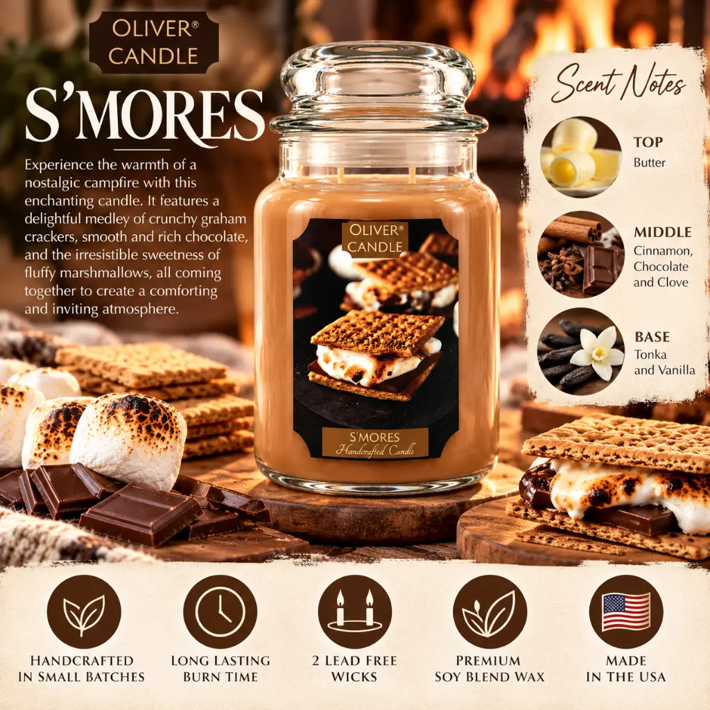 Rustic S’mores Candle Advertisement.webp