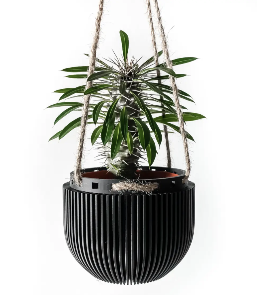 The Jani Hanging Planter Pot (3", Add Tray, Black)