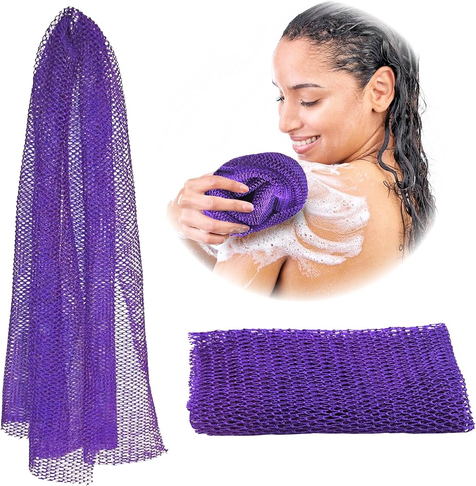 [806831] African Long Handle Bath Net Sponge (Purple)