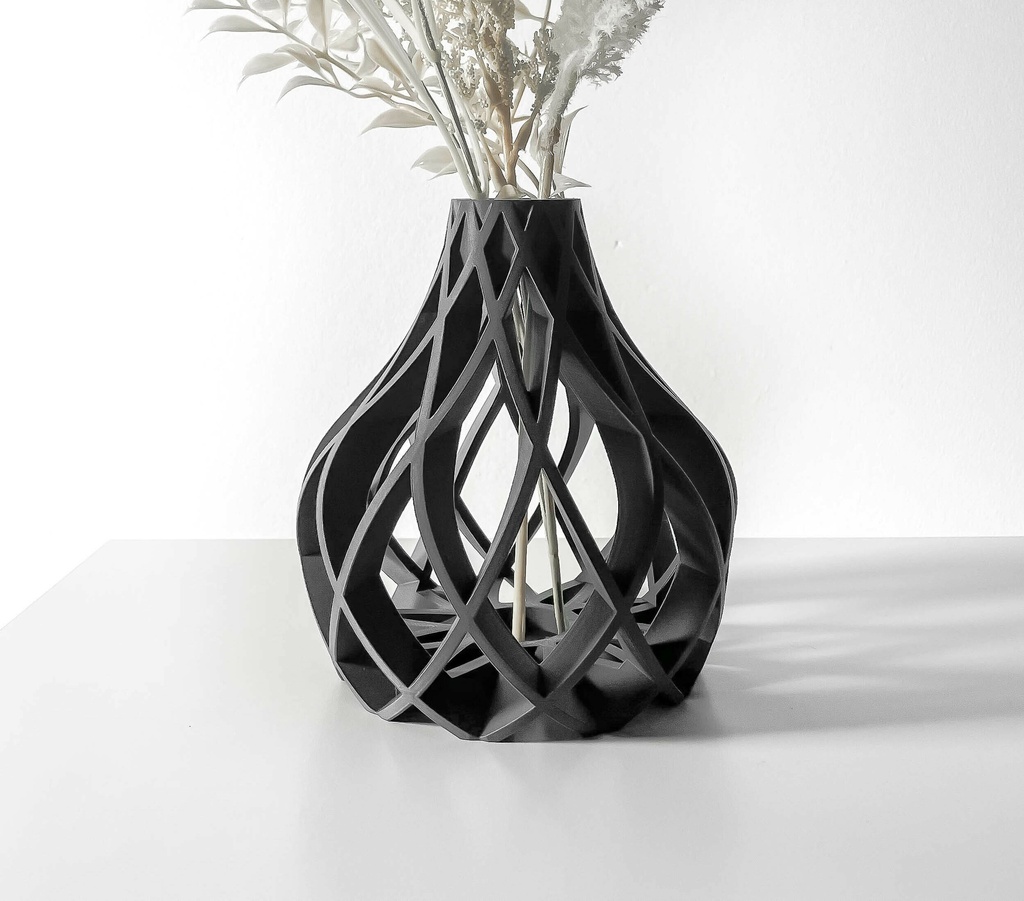 THE VUKAN VASE (3", Add Tray, Add Stand, Black)