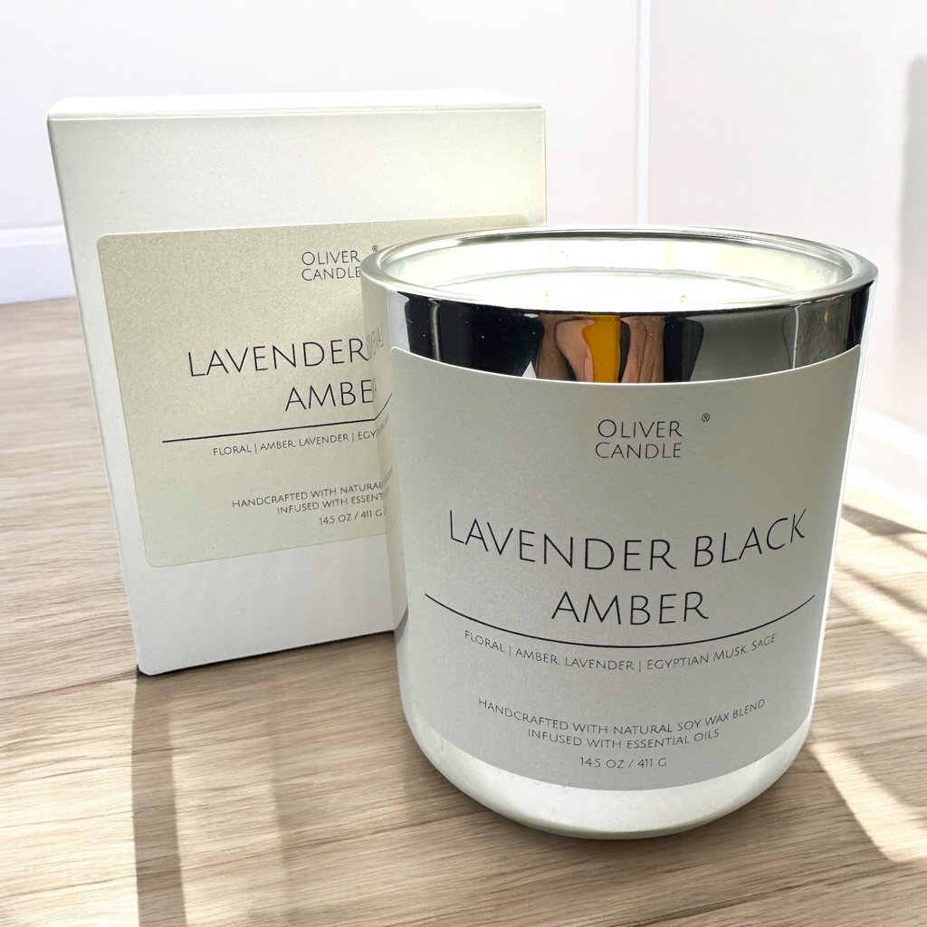 Lavendar Black Amber Luxury Soy Candle