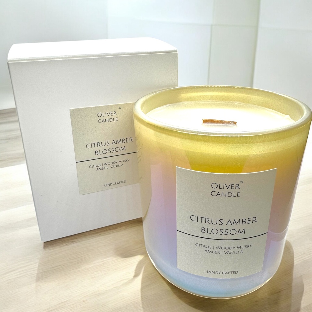 Citrus Amber Blossom Luxury Wooden Wick Candle