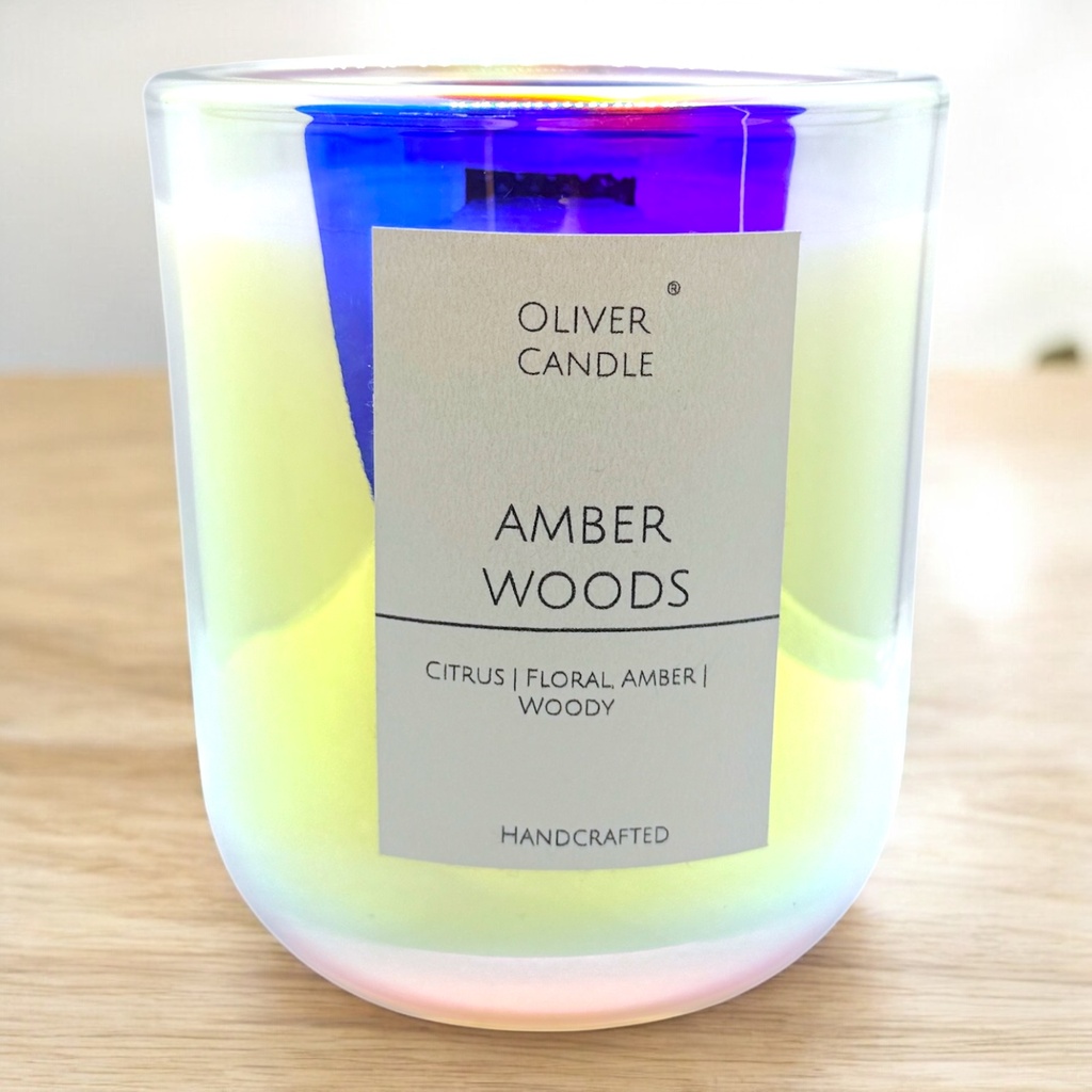 Amber Woods Handcrafted Wooden Wick Candle