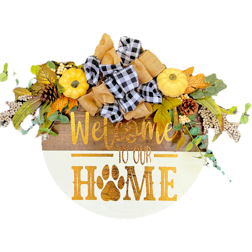 Handmade "Welcome to our Home" Door Hanger 