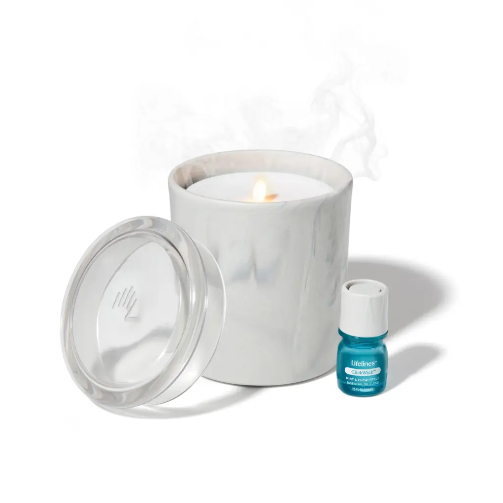 [807165] Lifelines Flameless Candle Marble