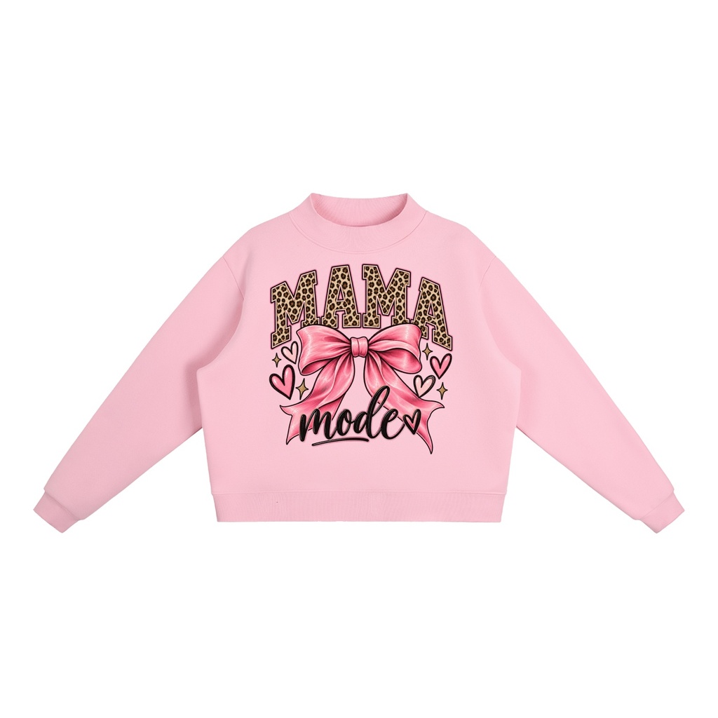Moma Mode Essential Fleece Mock-Neck Crew Sweatshirt - Pink, L