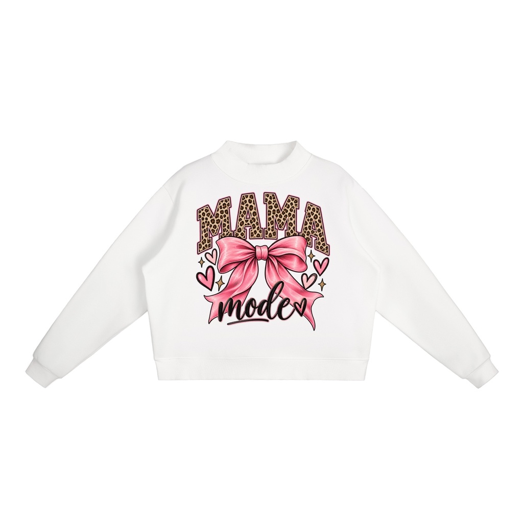 Moma Mode Essential Fleece Mock-Neck Crew Sweatshirt - White, L