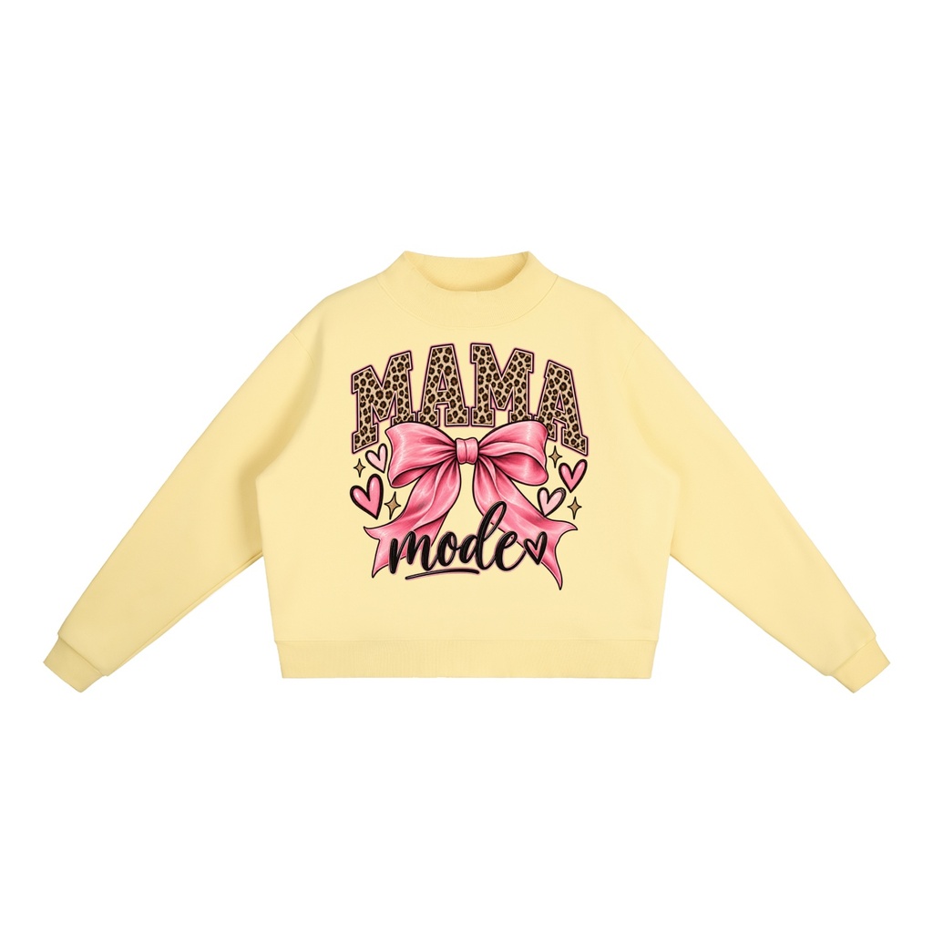 Moma Mode Essential Fleece Mock-Neck Crew Sweatshirt - Yellow, M